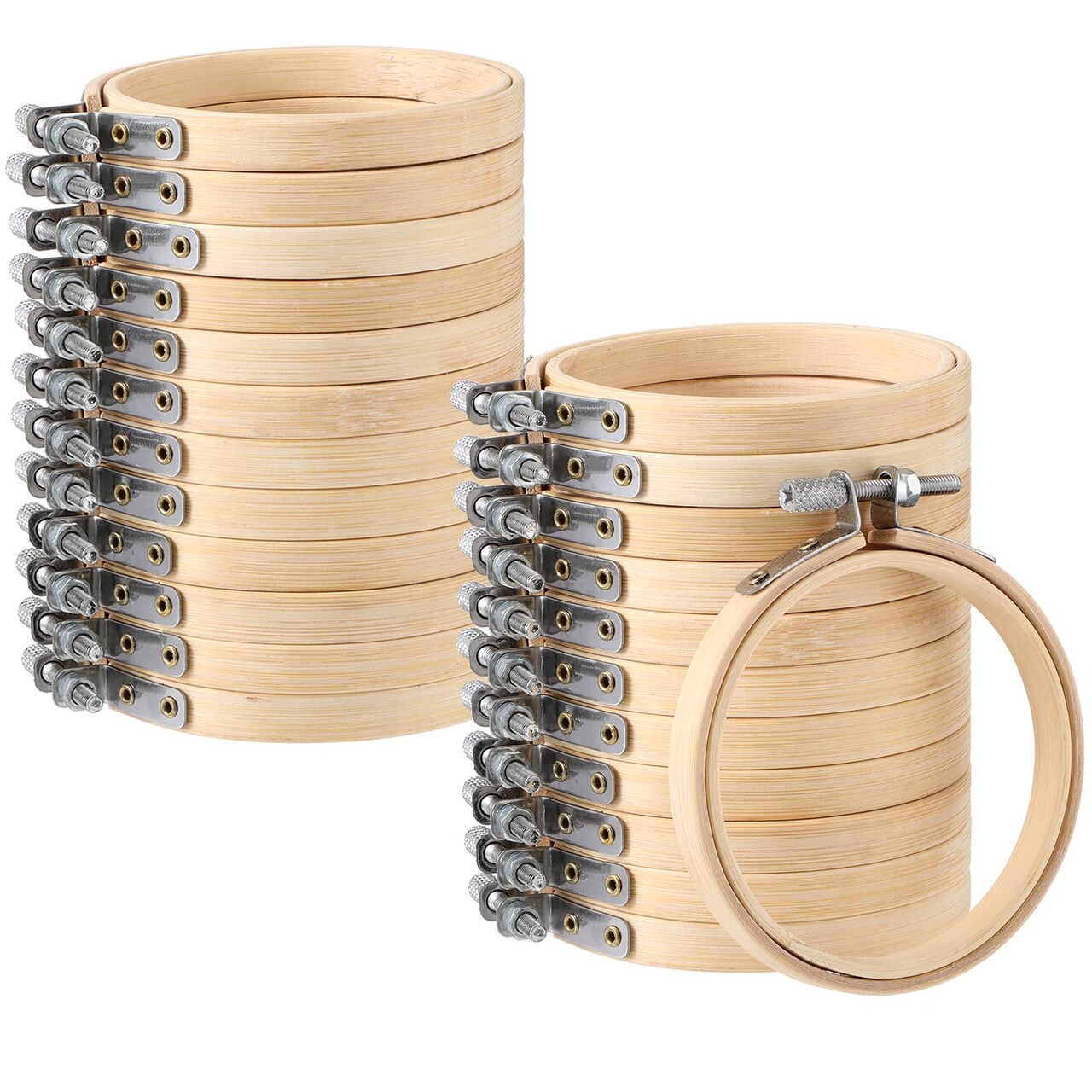 Embroidery Hoop Bulk Tiny Small Wooden Round Circle Cross Stitch Bamboo Sewing Hoop for Art Craft Handy Sewing Halloween Thanksgiving Day Christmas(48 Pcs)